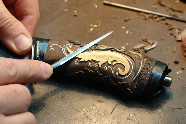Нож дамасской стали, выполнен Тульским кузнецом Павлом Панкратовым